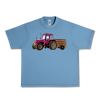 Pebble Blue Pink Farm Tractor Urban Heavy Tee - RanaPortraitStore