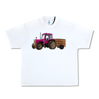 White Pink Farm Tractor Urban Heavy Tee - RanaPortraitStore