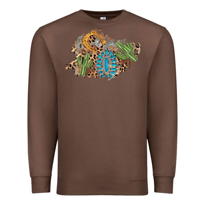 Horseshoe Leopard Gemstone Cactus Patch Premium Sweatshirt by AdoDesignShop | Teevron