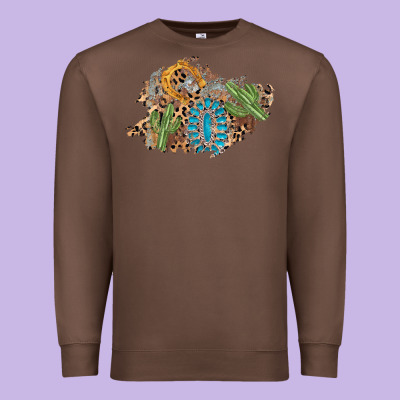 Horseshoe Leopard Gemstone Cactus Patch Premium Sweatshirt Designed By Adodesignshop