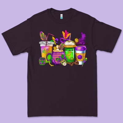 Mardi Gras Coffee Cups Cowgirl Premium Tee Designed By Cowgirlartshop