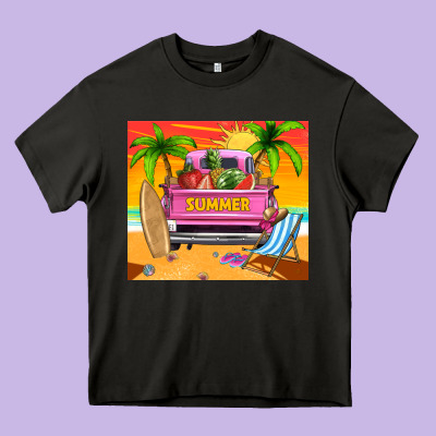 Summer Truck Heavy Core Tee Designed By Tumblerdesignbyshophia