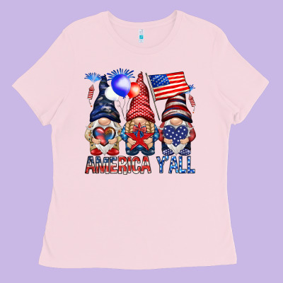America Y'all With Gnomies Ladies Tee Designed By Howdyjamesfarm