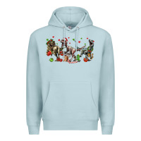 Blue Mist Three Christmas Dinosaurs Premium Hoodie - LillyAllenDesigns