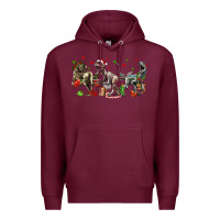 Burgundy Three Christmas Dinosaurs Premium Hoodie - LillyAllenDesigns