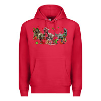 Cardinal Three Christmas Dinosaurs Premium Hoodie - LillyAllenDesigns