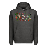 Charcoal Heather Three Christmas Dinosaurs Premium Hoodie - LillyAllenDesigns