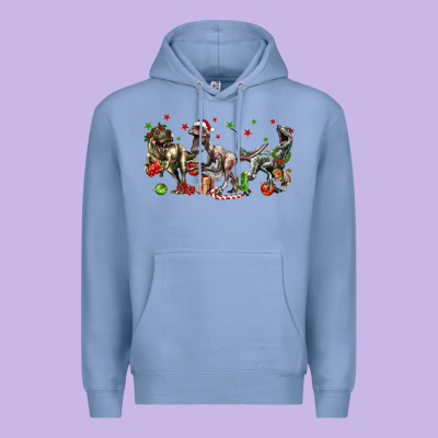 Three Christmas Dinosaurs Premium Hoodie Designed By Lillyallendesigns