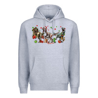 Heather Grey Three Christmas Dinosaurs Premium Hoodie - LillyAllenDesigns