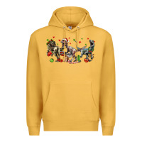 Mustard Three Christmas Dinosaurs Premium Hoodie - LillyAllenDesigns