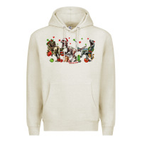 Oatmeal Heather Three Christmas Dinosaurs Premium Hoodie - LillyAllenDesigns