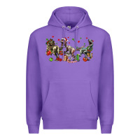 Purple Three Christmas Dinosaurs Premium Hoodie - LillyAllenDesigns