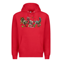Red Three Christmas Dinosaurs Premium Hoodie - LillyAllenDesigns