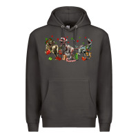 Smoke Three Christmas Dinosaurs Premium Hoodie - LillyAllenDesigns