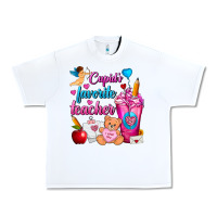 Cupid's Favorite Teacher Valentine's Day Frappe Urban Heavy Tee | Teevron