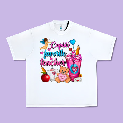 Cupid's Favorite Teacher Valentine's Day Frappe Urban Heavy Tee Designed By Fadigitalartstudio