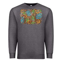 Charcoal Heather horseshoe leopard gemstone cactus background Premium Sweatshirt - AdoDesignShop