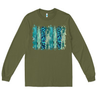 Army Green turquoise leopard watercolor brushstroke background Long Sleeve Tee - RanaPortraitStore