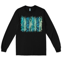 Black turquoise leopard watercolor brushstroke background Long Sleeve Tee - RanaPortraitStore