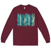 Burgundy turquoise leopard watercolor brushstroke background Long Sleeve Tee - RanaPortraitStore