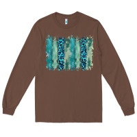 Chestnut turquoise leopard watercolor brushstroke background Long Sleeve Tee - RanaPortraitStore
