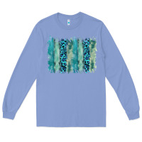 Colony Blue turquoise leopard watercolor brushstroke background Long Sleeve Tee - RanaPortraitStore