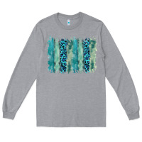 Heather Grey turquoise leopard watercolor brushstroke background Long Sleeve Tee - RanaPortraitStore