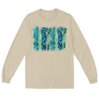 Mushroom turquoise leopard watercolor brushstroke background Long Sleeve Tee - RanaPortraitStore