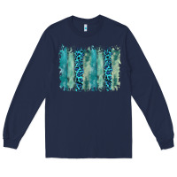 Navy turquoise leopard watercolor brushstroke background Long Sleeve Tee - RanaPortraitStore