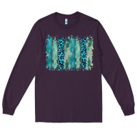 Plum turquoise leopard watercolor brushstroke background Long Sleeve Tee - RanaPortraitStore