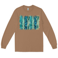 Toasted Coconut turquoise leopard watercolor brushstroke background Long Sleeve Tee - RanaPortraitStore