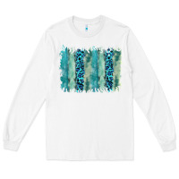 White turquoise leopard watercolor brushstroke background Long Sleeve Tee - RanaPortraitStore