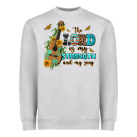 Heather Grey the lord is my strength and my song guitar with su Heavyweight Sweatshirt - AdoDesignShop