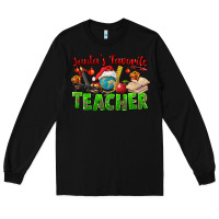 Black Santa's Favorite Teacher Long Sleeve Tee - FaDigitalArtStudio