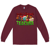 Burgundy Santa's Favorite Teacher Long Sleeve Tee - FaDigitalArtStudio
