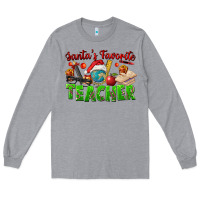 Heather Grey Santa's Favorite Teacher Long Sleeve Tee - FaDigitalArtStudio