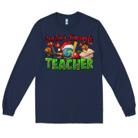 Navy Santa's Favorite Teacher Long Sleeve Tee - FaDigitalArtStudio