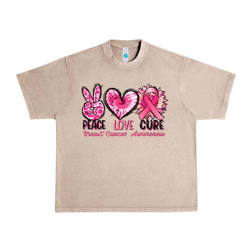 Peace Love Cure Breast Cancer Awareness Urban Heavy Tee by FaDigitalArtStudio | Teevron