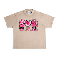 French Oak Peace love cure Breast Cancer Awareness Urban Heavy Tee - FaDigitalArtStudio