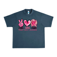 Midnight Navy Peace love cure Breast Cancer Awareness Urban Heavy Tee - FaDigitalArtStudio
