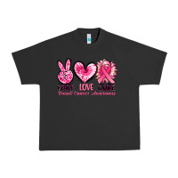 Pigment Black Peace love cure Breast Cancer Awareness Urban Heavy Tee - FaDigitalArtStudio