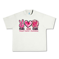 Pistachio Peace love cure Breast Cancer Awareness Urban Heavy Tee - FaDigitalArtStudio