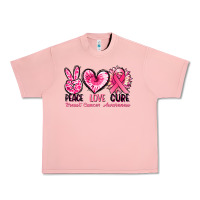 Salmon Peace love cure Breast Cancer Awareness Urban Heavy Tee - FaDigitalArtStudio
