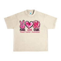 Sandshell Peace love cure Breast Cancer Awareness Urban Heavy Tee - FaDigitalArtStudio