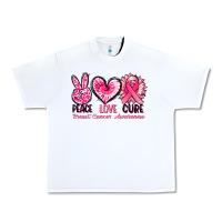 White Peace love cure Breast Cancer Awareness Urban Heavy Tee - FaDigitalArtStudio