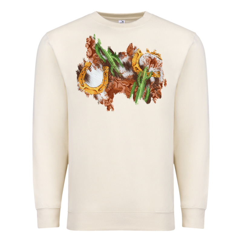 Horseshoe Cowhide Cactus Patch Premium Sweatshirt by AdoDesignShop | Teevron
