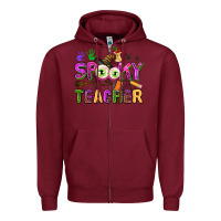 Burgundy spooky teacher Zipper Hoodie - AdoDesignShop