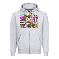 Heather Grey spooky teacher Zipper Hoodie - AdoDesignShop