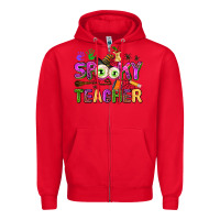 Red spooky teacher Zipper Hoodie - AdoDesignShop