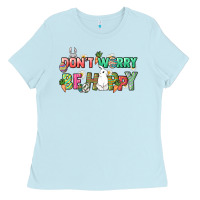 Baby Blue Don't worry be hoppy Easter Day Ladies Tee - HowdyJamesFarm